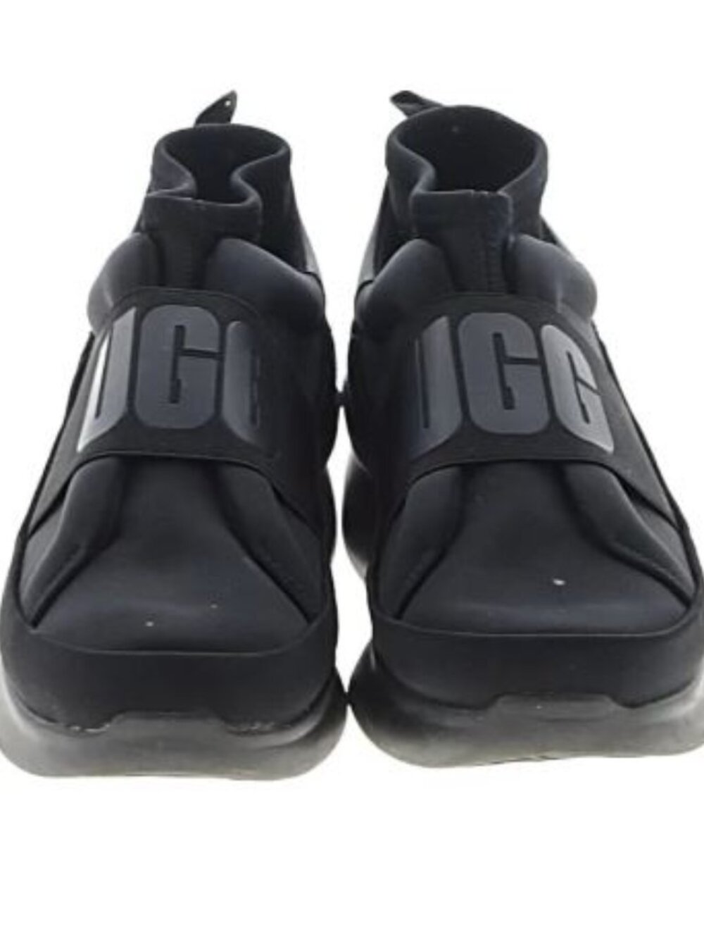 UGG Neutra Graphic Logo Sneakers Trainers Slip On Black Sz 7 Platform Neoprene